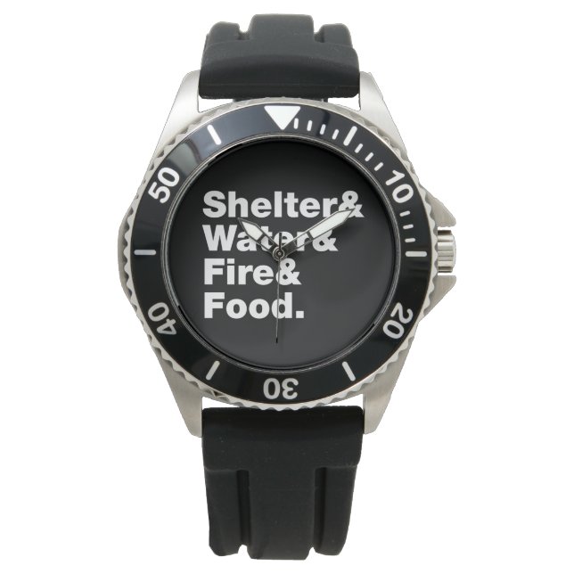 Montre Survie (Abri & Eau & Feu & Nourriture). (devant)