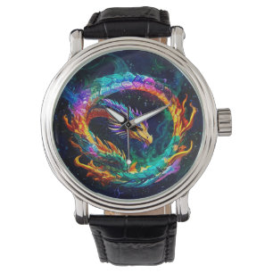 Montre Symbole artistique vibrant du dragon ouroboros
