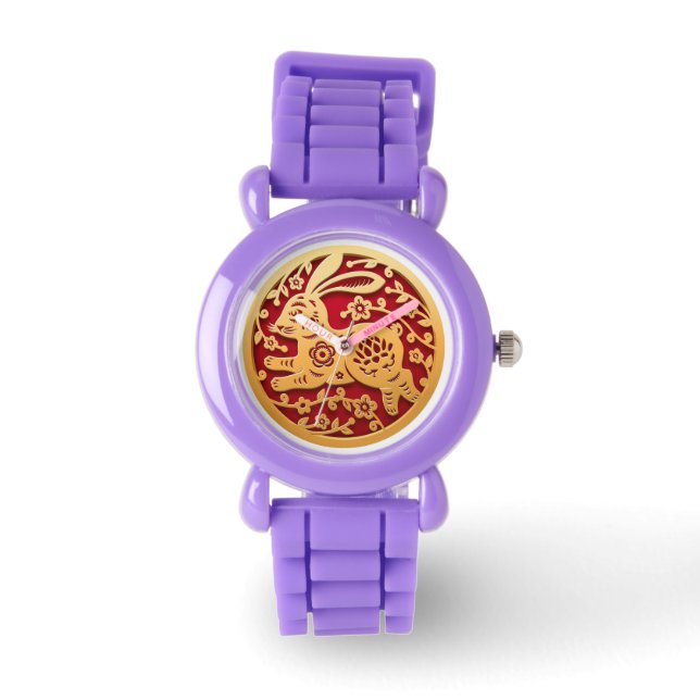 Montre Symbole chinois du Nouvel An 2023 du lapin animal (Recto)