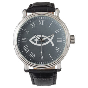 Montre Symbole chrétien de crucifix de poissons d'Ichthu