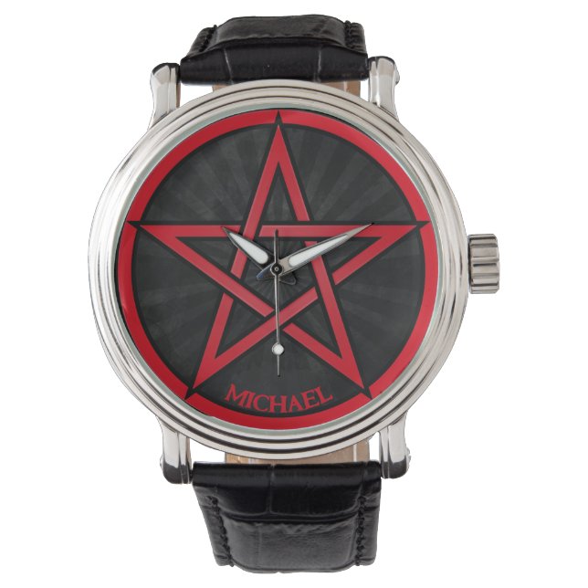Montre Symbole cool du pentacle de Grunge Personalisé Uni (devant)