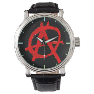 Montre Symbole d'anarchie rouge grungy
