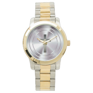 Montre Symbole de la Croix chrétienne | chrome argenté