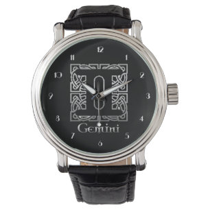 Montre Symbole de naissance de Gemini noeud celtique Zodi