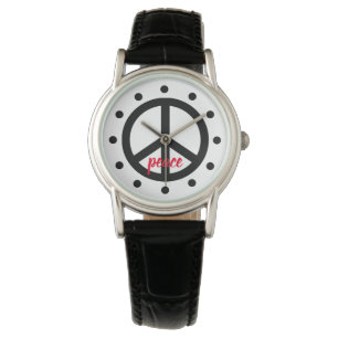 Montre Symbole de paix noir personnalisé