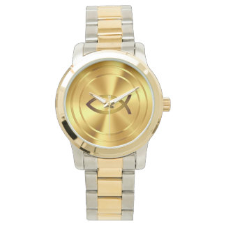 Montre Symbole de poisson chrétien | or