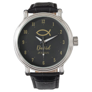 Montre Symbole de poisson d'or chrétien