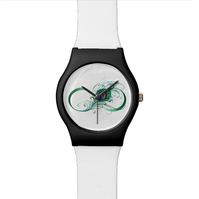 Montre Symbole d'infini avec plume de paon (Fermer)