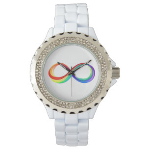 Montre Symbole d'infinité arc-en-ciel stratifié