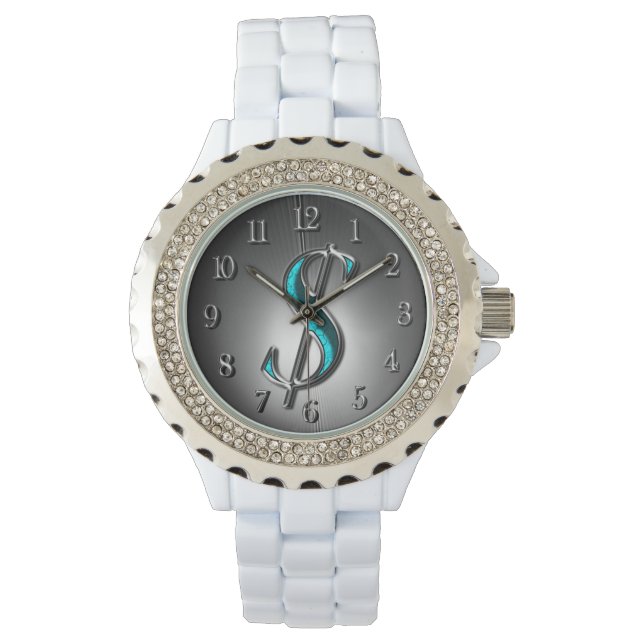 Montre SYMBOLE Élégant Turquoise et Dollar Argent (devant)