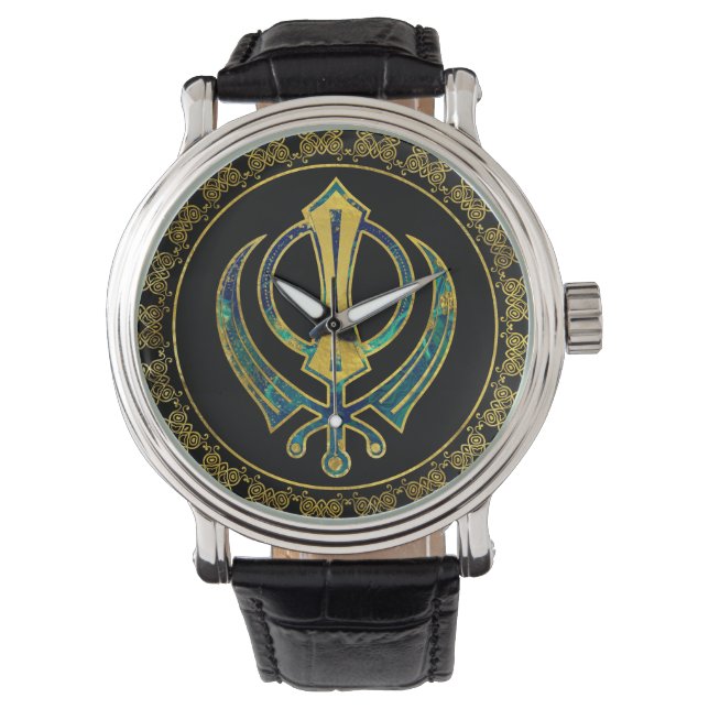Montre Symbole Khanda or et marbre (devant)