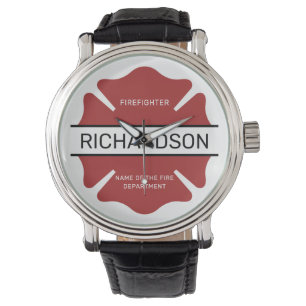 Montre Symbole logo rouge du pompier personnalisé