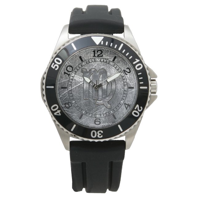 Montre Symbole moderne Virgo Zodiac Grunge Distressed Cad (devant)