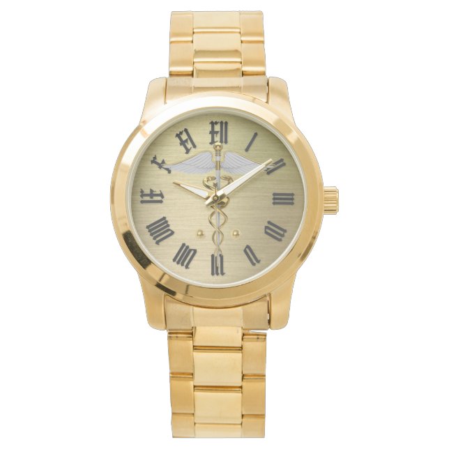 Montre symbole or médical caducée (devant)