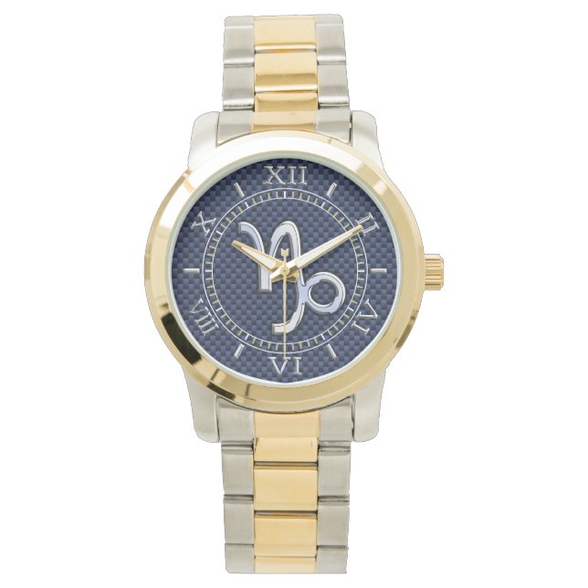 Montre Symbole Zodiaque Capricorne d'argent Diaphane Carb (devant)