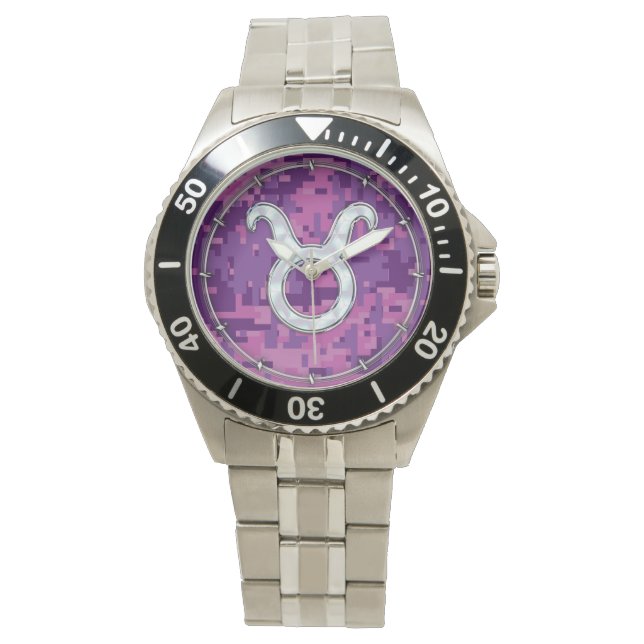 Montre Symbole Zodiaque de Perle comme Taurus sur Camo nu (devant)