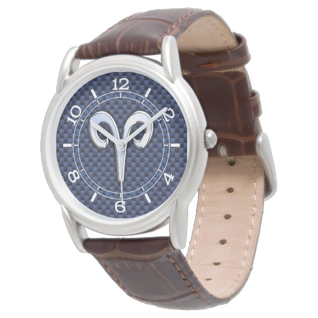 Montre SYMBOLE Zodiaque Silver Aries Marine Style Carbon  (Incliné)