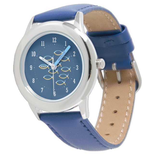 Montre Symboles de poisson chrétien (Incliné)