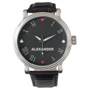Montre Symboles de poker Classique Noir et Blanc Personna