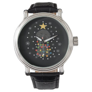 Montre T-shirt classique arbre de Noël caniche jouet noir