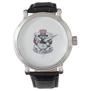 Montre T-Shirt de célébration du 4 juillet Poulet patriot