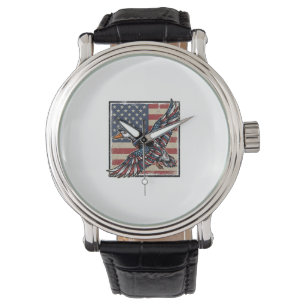 Montre T-shirt de conception de canard volant patriotique