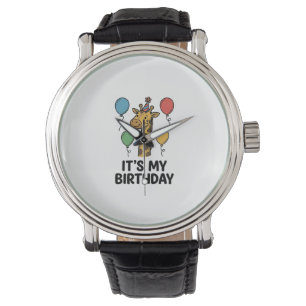 Montre T-shirt de fête d'anniversaire de girafe mignon De