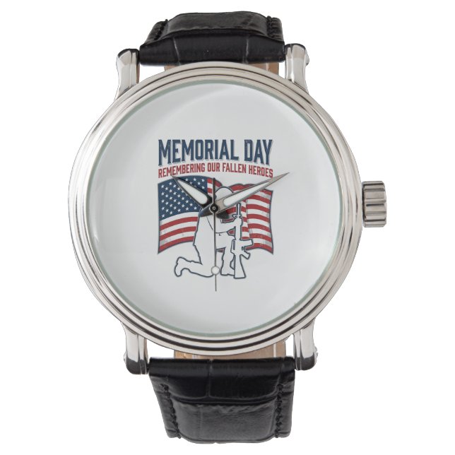 Montre T-shirt de soldat patriotique Jour du Souvenir Hér (devant)