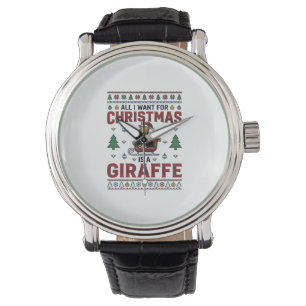 Montre T-Shirt Noël drôle de girafe traîneau fête