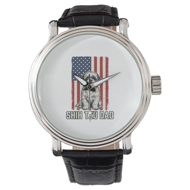 Montre T-shirt vintage pour chien avec drapeau patriotiqu (devant)