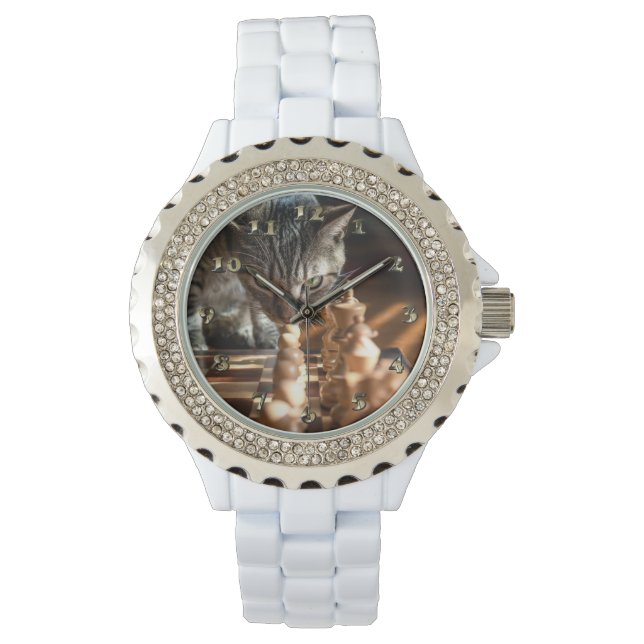 Montre Tabby Cat Jouer Aux Échecs (devant)