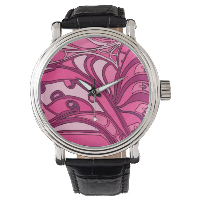 Montre Tableau Abstrait à panneau rose (devant)