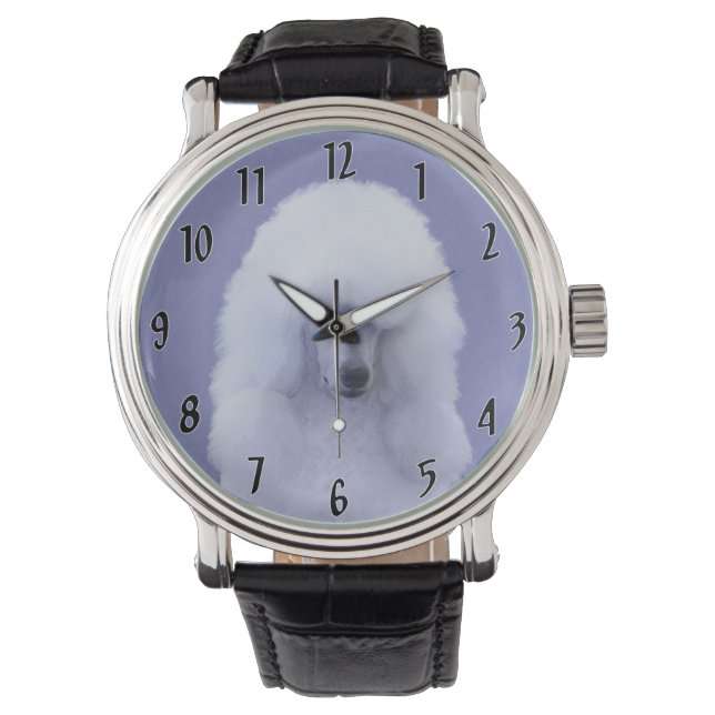 Montre Tableau blanc standard de caniche - Art original d (devant)