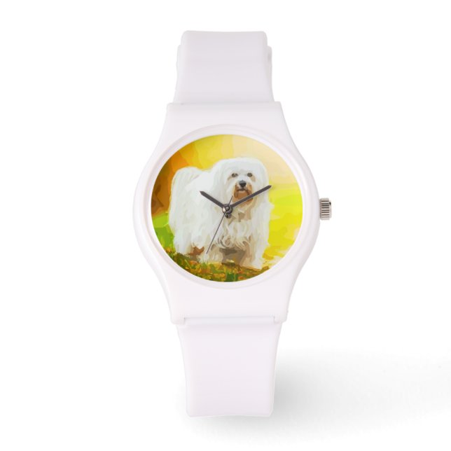 Montre Tableau Portrait de Chien Havanais Bichon (Recto)