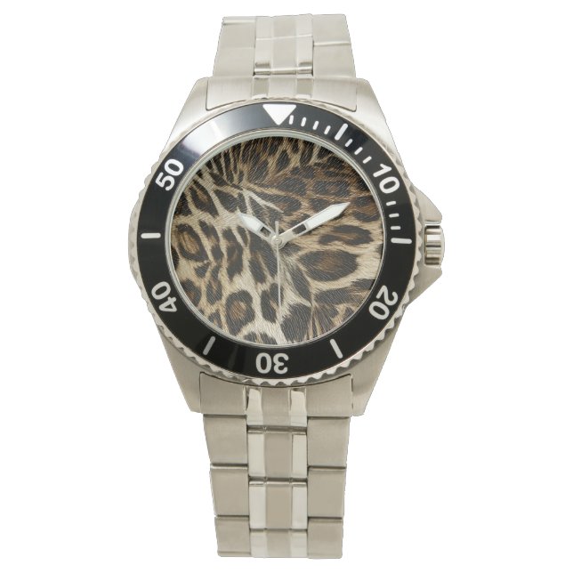 Montre Taches de léopard Spiffy Regarder le grain de cuir (devant)