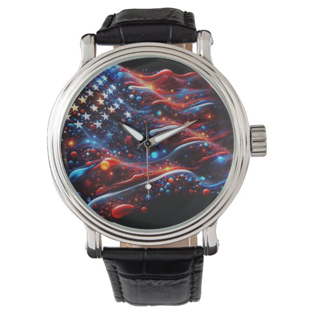 Montre Taches de peinture du drapeau américain (devant)