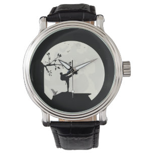 Montre Taekwondo arts martiaux pleine lune Silhouette