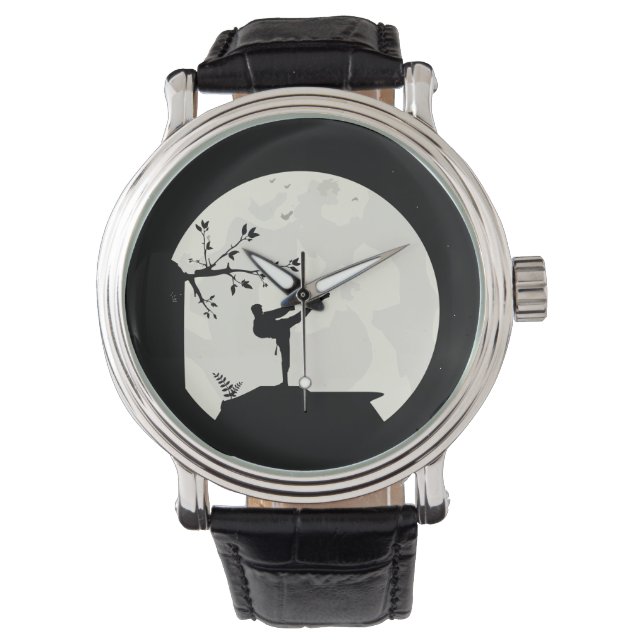 Montre Taekwondo arts martiaux pleine lune Silhouette (devant)