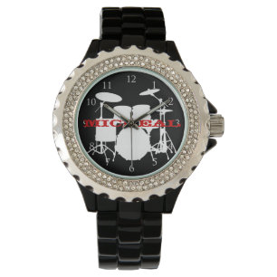 Montre Tambours avec des nombres et le nom fait sur