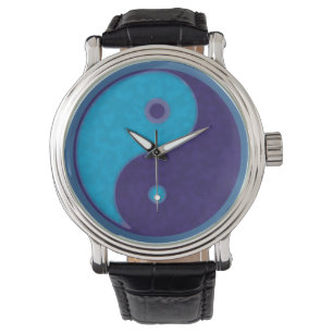 Montre taoïste bleu yin-yang