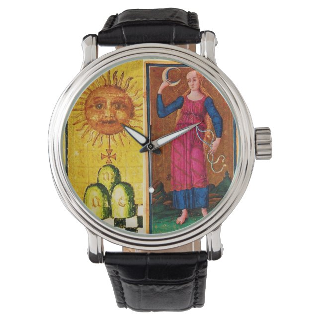 MONTRE TAROTS DE RENAISSANCE ANTIQUE /LE SOLEIL ET LA LUN (devant)