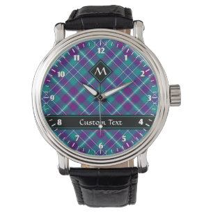 Montre Tartan vert de mer, violet et bleu