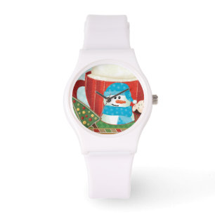 Montre Tasse verte de vacances avec du cacao chaud