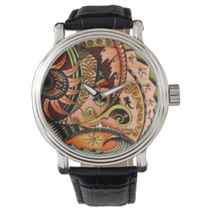 Montre Tatouage en bois d'Océanie