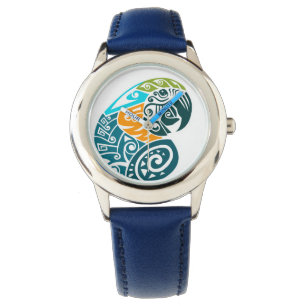 Montre Tatouage tribal d'ara de bleu et d'or
