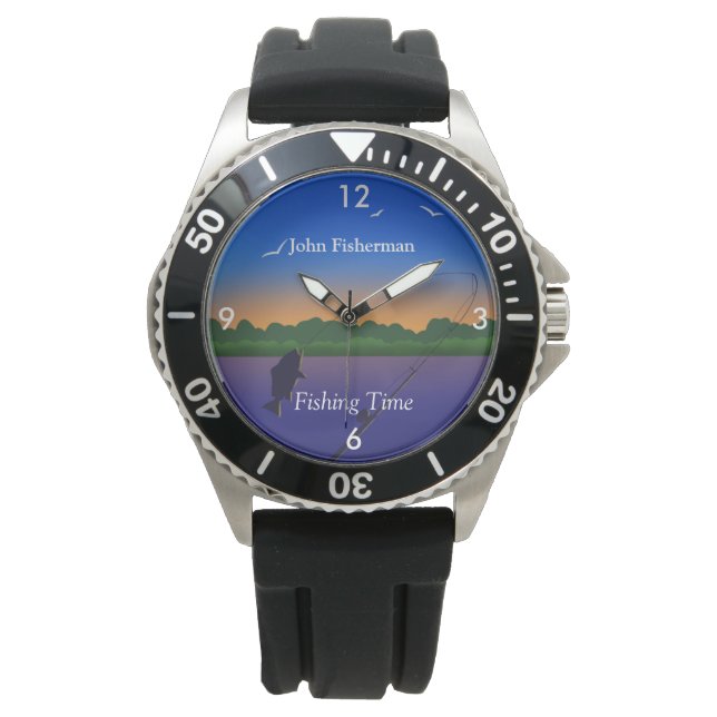 Montre "Temps de pêche" Détente scène de pêche (devant)