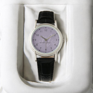 Montre Tendance violet élégant Monogramme initial et nom