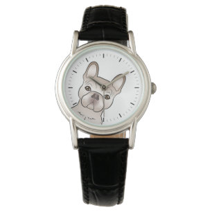Montre Tête de Bouledogue Français crème
