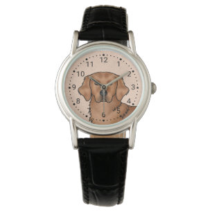 Montre Tête de Chien Retriever Golden Rouge Portrait Mign