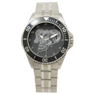 Montre Tête de diable crâne noir et blanc